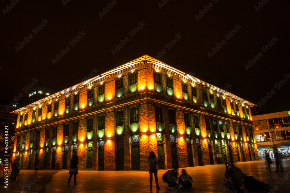 Medellín, Antioquia / Colombia. March 07, 2019. The Carré building was built at the end of the 19th century and the beginning of the 20th century. It is located in Plaza Cisneros, in the city center.