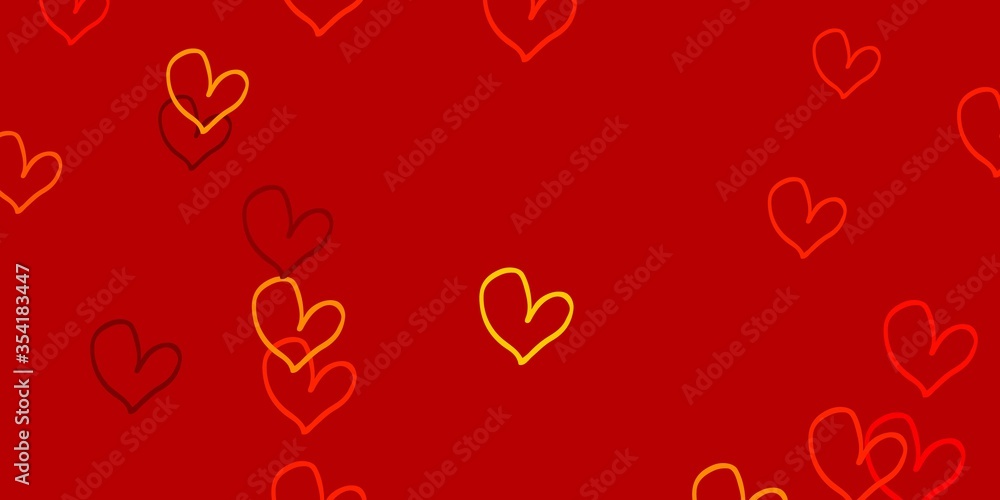 Light Orange vector template with doodle hearts. Light Orange vector template with doodle hearts.