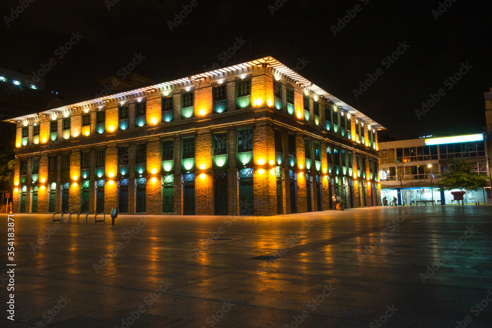Medellín, Antioquia / Colombia. March 07, 2019. The Carré building was built at the end of the 19th century and the beginning of the 20th century. It is located in Plaza Cisneros, in the city center.