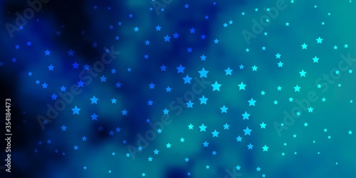 Dark BLUE vector template with neon stars. Colorful illustration with abstract gradient stars. Theme for cell phones.