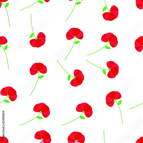 Illustration Vector Graphic Of Red Flower Seamless Pattern Background