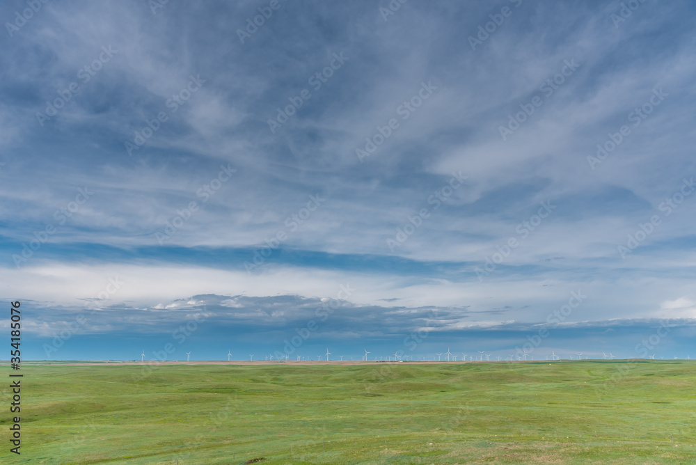 Wind turbines located in South Eastern Alberta close to Carmangay. Project is called the Blackspring Ridge Wind Farm.
