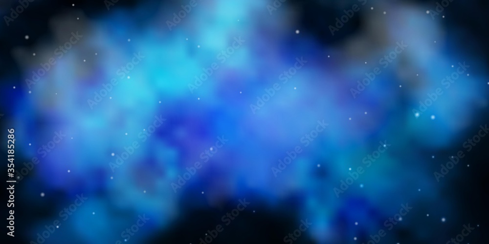 Dark BLUE vector background with colorful stars. Blur decorative design in simple style with stars. Design for your business promotion.