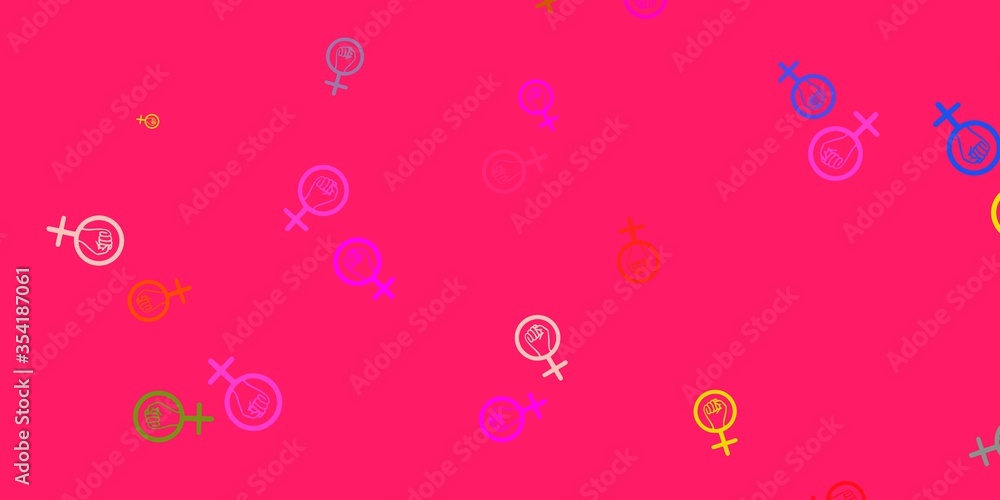 Light Multicolor vector texture with women's rights symbols.