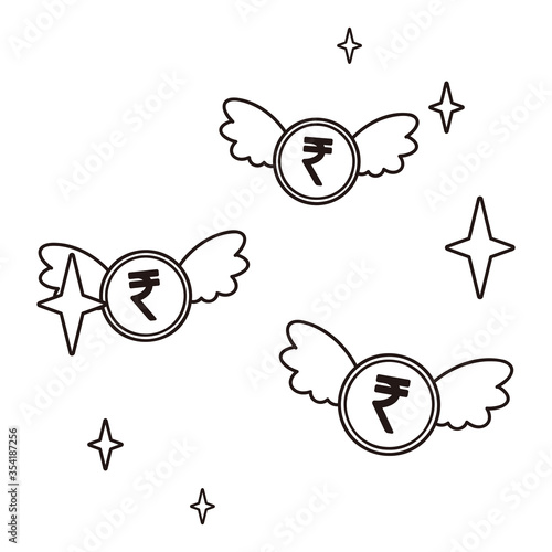 Flying Indian rupee coin