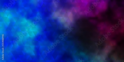Dark Pink, Blue vector backdrop with lines, triangles.