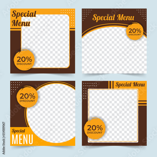 Social media food sale promotion post template vector