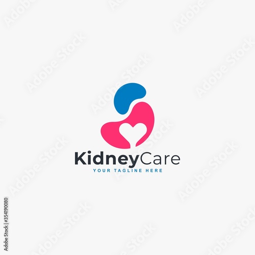 Kidney care logo design vector. Kidney clinic abstract symbol.