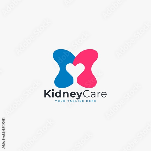 Kidney care logo design vector. Kidney clinic abstract symbol.
