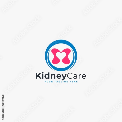Kidney care logo design vector. Kidney clinic abstract symbol.