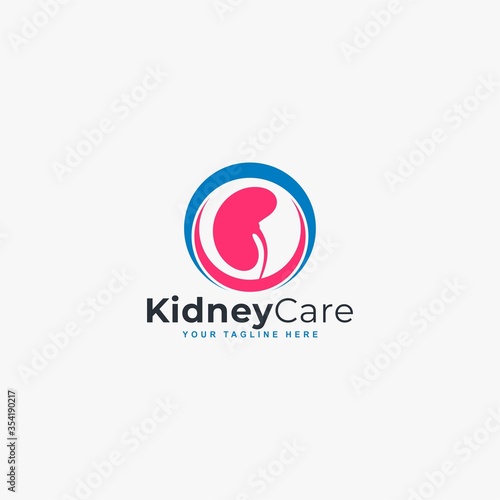 Kidney care logo design vector. Kidney clinic abstract symbol.