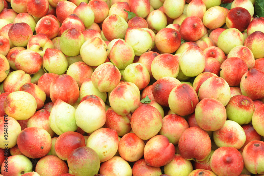 fresh peach in pile as food background fresh peach in pile as food background