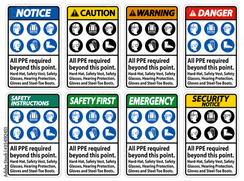 PPE Required Beyond This Point. Hard Hat, Safety Vest, Safety Glasses, Hearing Protection