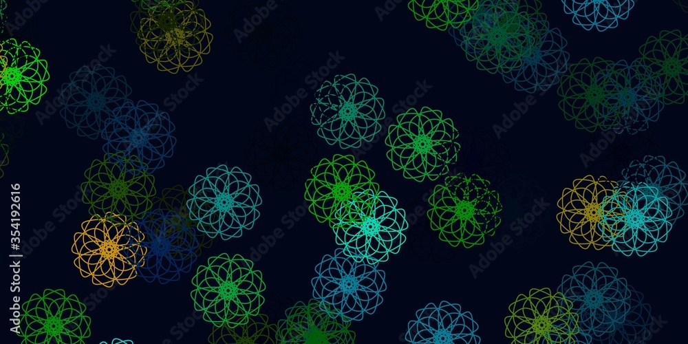 Light Blue, Yellow vector doodle background with flowers. Light Blue, Yellow vector doodle background with flowers.