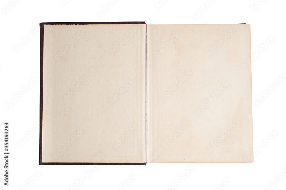 open old book with blank hardback pages isolated on white background open old book with blank hardback pages isolated on white background