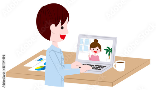 Illustration of man having a online meeting
