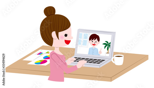Illustration of woman having a online meeting
