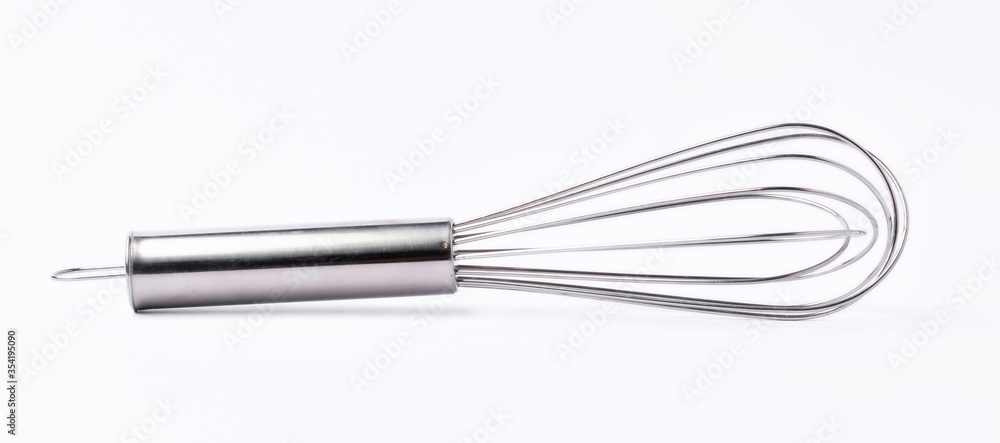 stainless steel whisk on white background stainless steel whisk on white background