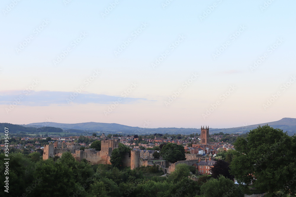 A scenic view of the Ludlow Castle. England, Shropshire Hills, United Kingdom, UK.