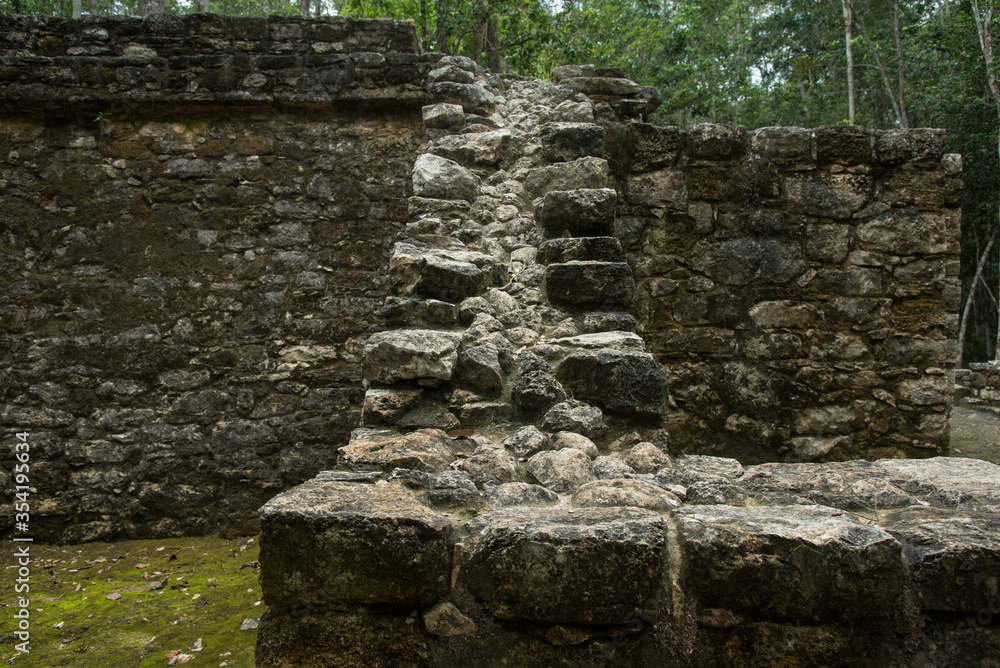 Details of Coba Mayan ruins, Mexico. archeological site Details of Coba Mayan ruins, Mexico. archeological site