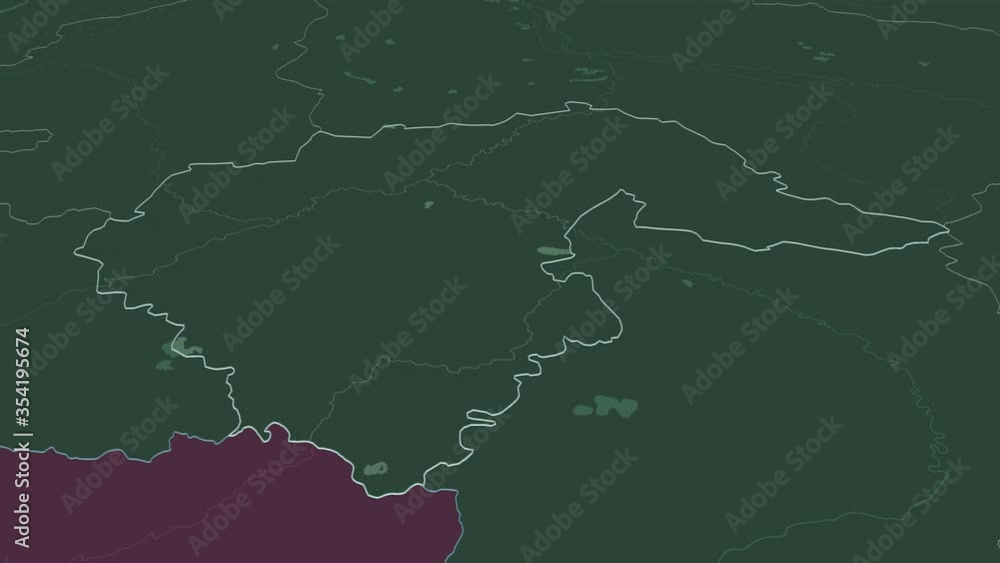 Tyumen', region with its capital, zoomed and extruded on the administrative map of Russia in the conformal Stereographic projection. Animation 3D Tyumen', region with its capital, zoomed and extruded on the administrative map of Russia in the conformal Stereographic projection. Animation 3D