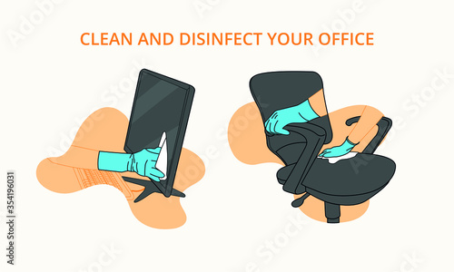 clean and disinfect your office computer clean your chair before and after using it