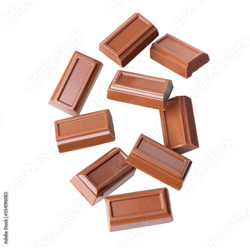 sweet milk chocolate fly piece on white isolated