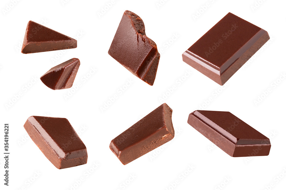 chocolate bar set isolated white background collection .Clipping path.