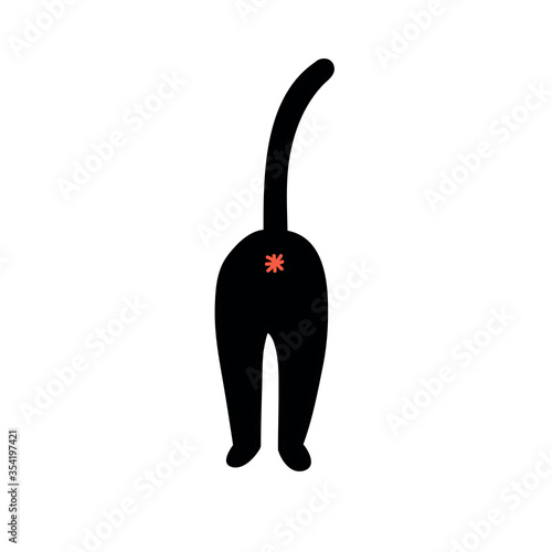 cat booty doodle icon, vector illustration