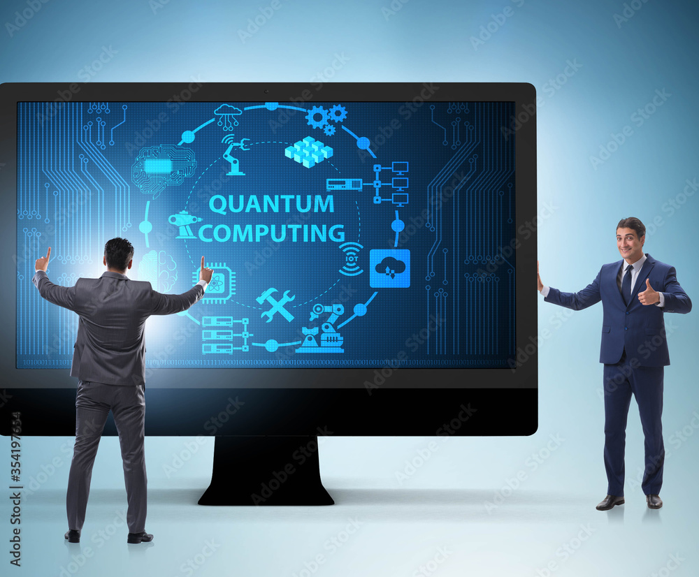Concept of quantum computing with businessman Concept of quantum computing with businessman