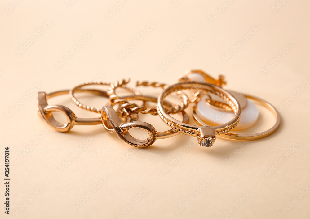 Beautiful rings on color background Beautiful rings on color background