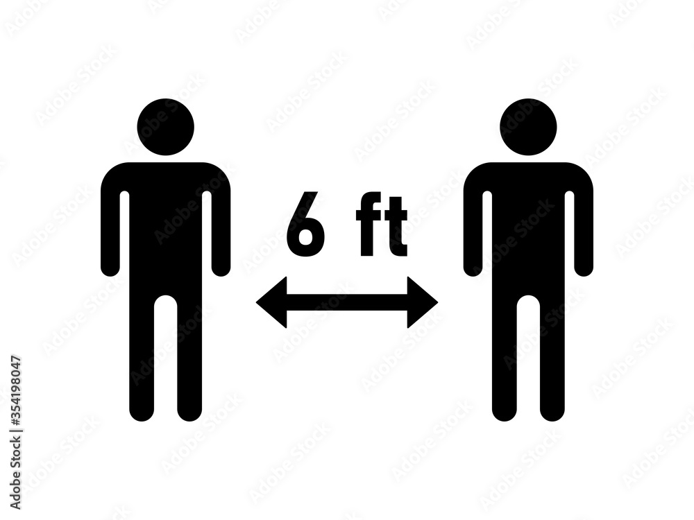 Social Distancing Keep Your Distance 6 ft or 6 Feet Icon. Vector Image. Social Distancing Keep Your Distance 6 ft or 6 Feet Icon. Vector Image.