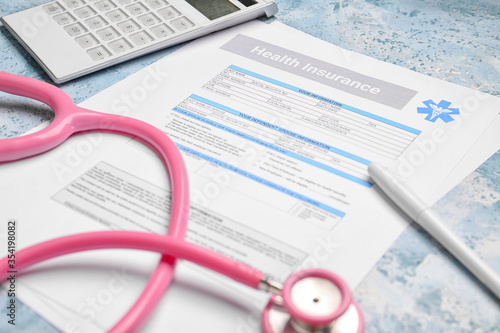 Health insurance form with ...