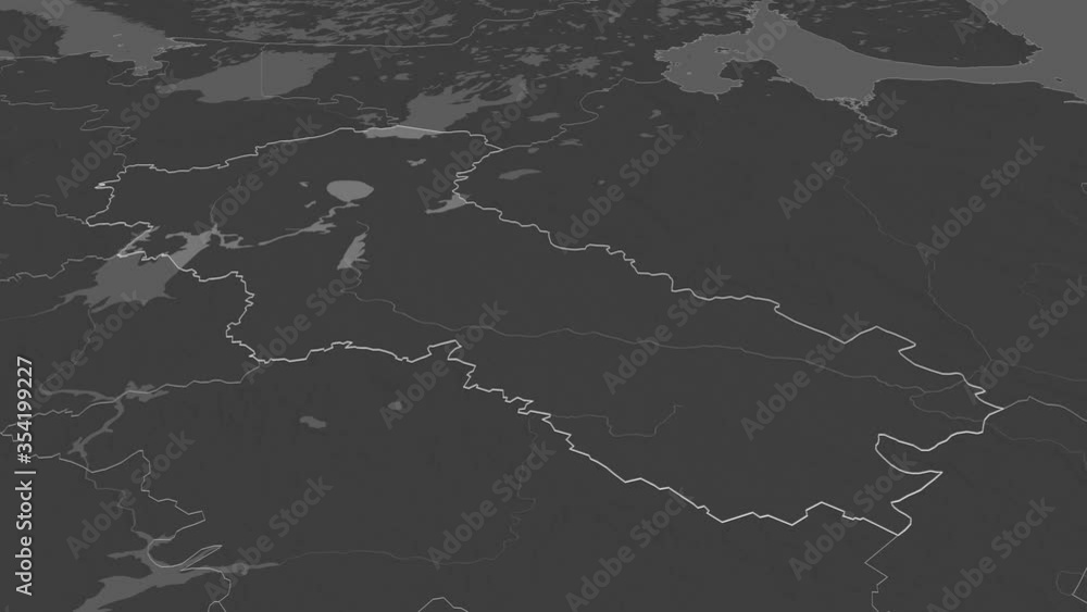 Vologda, region with its capital, zoomed and extruded on the bilevel map of Russia in the conformal Stereographic projection. Animation 3D Vologda, region with its capital, zoomed and extruded on the bilevel map of Russia in the conformal Stereographic projection. Animation 3D