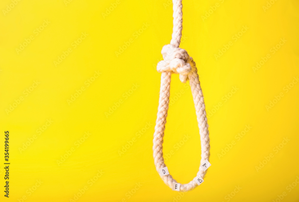 Noose on color background. Concept of debt Noose on color background. Concept of debt