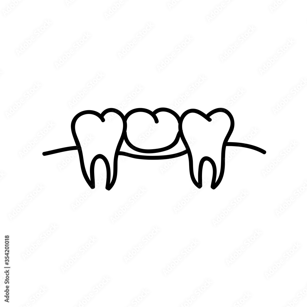 tooth bridge doodle icon, vector illustration tooth bridge doodle icon, vector illustration