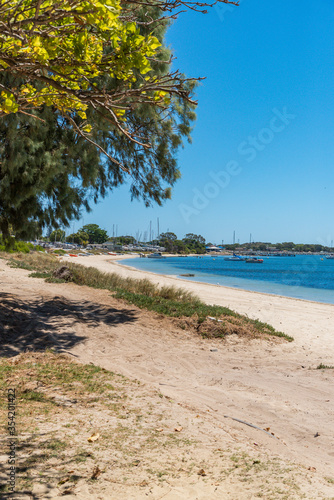 4x4 tracks to the beach and Yachts moored at Mangles Bay Rockingham