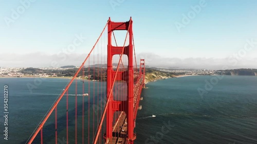 Drone shot of Golden Gate Bridge in SF California photo