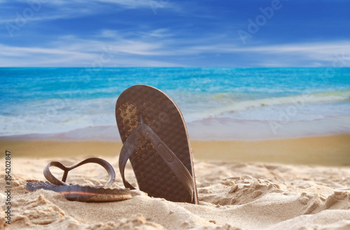 flip flops on the beach