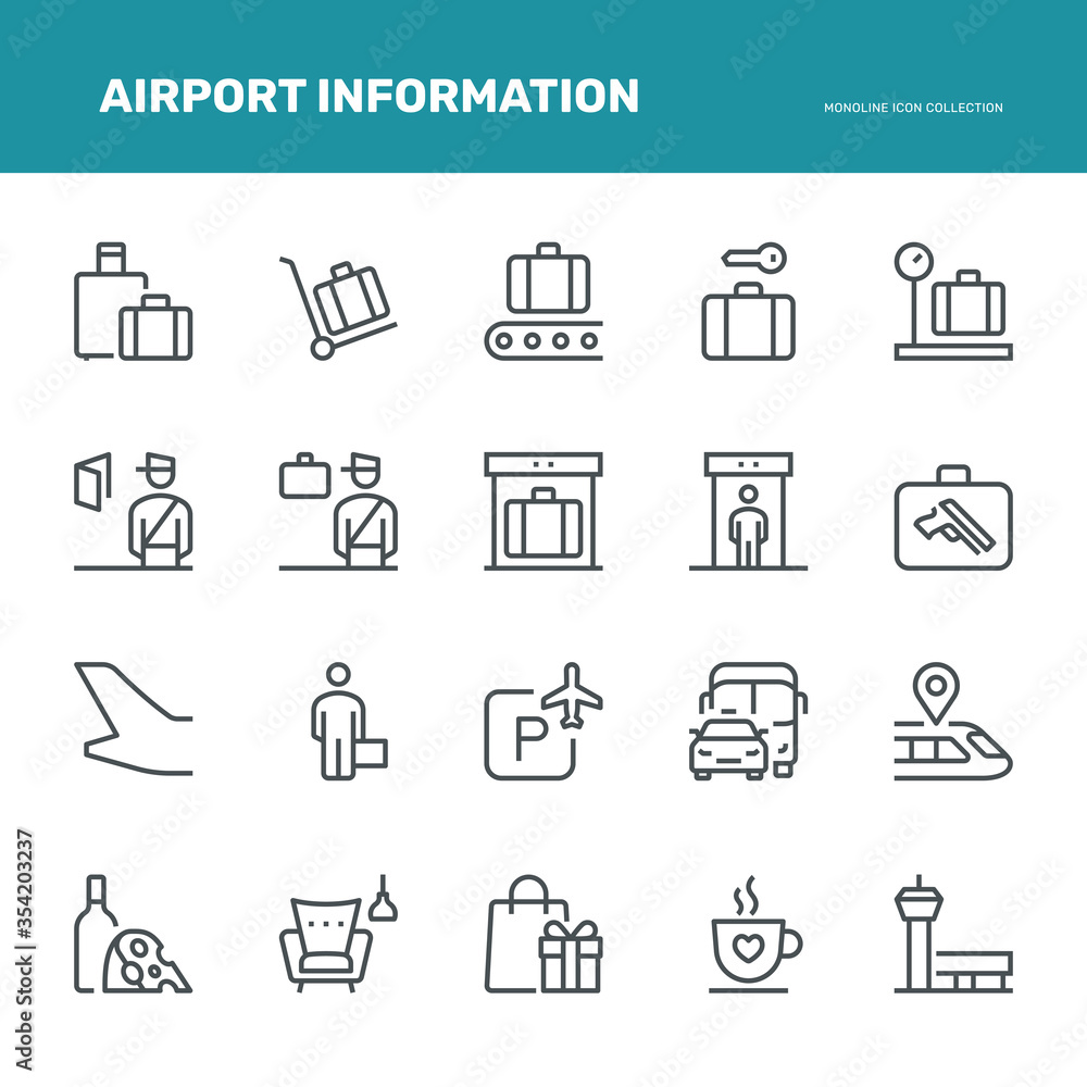 Airport Information Icons. Airport Information Icons.