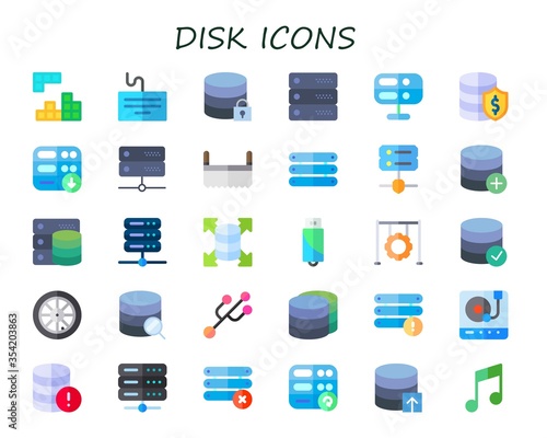 Modern Simple Set of disk Vector flat Icons