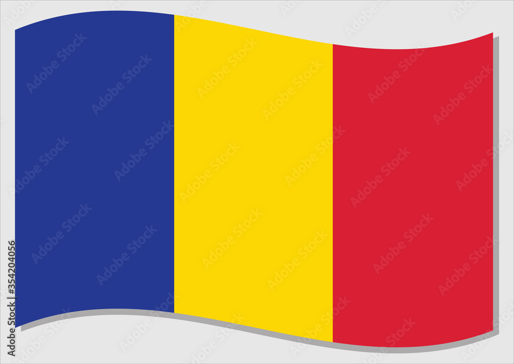 Fototapeta premium Waving flag of Chad vector graphic. Waving Chadian flag illustration. Chad country flag wavin in the wind is a symbol of freedom and independence.