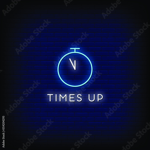 Times Up Neon Signs Style Text vector