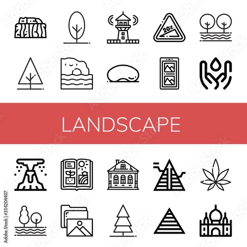 landscape simple icons set