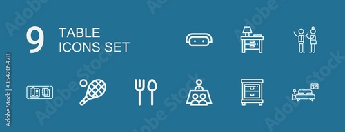 Editable 9 table icons for web and mobile