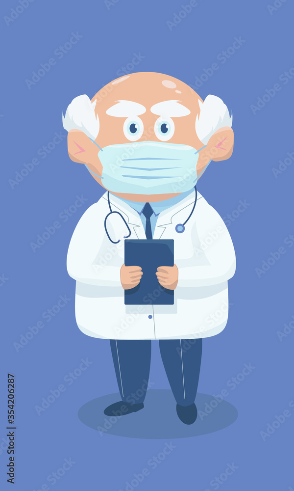 Old man medical doctor standing holding a medical record 