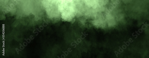Panoramic green fog mist texture overlays. Abstract smoke isolated background for effect, text or copyspace . Stock illustration.