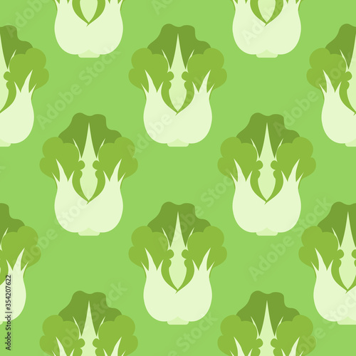 Chinese cabbage flat design vector seamless pattern. Farm market product. chinese napa cabbage, vector illustration. Peking cabbage healthy organic vegetable background, wallpaper.
