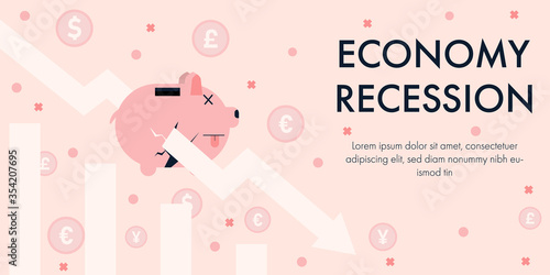 Concept economy recession vector illustration.