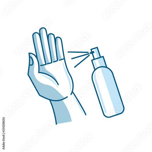 Washing hand with sanitizer liquid soap vector icon Design